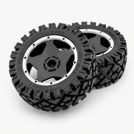 All terrain front tires and wheels pre-mounted for HPI Baja 5B.