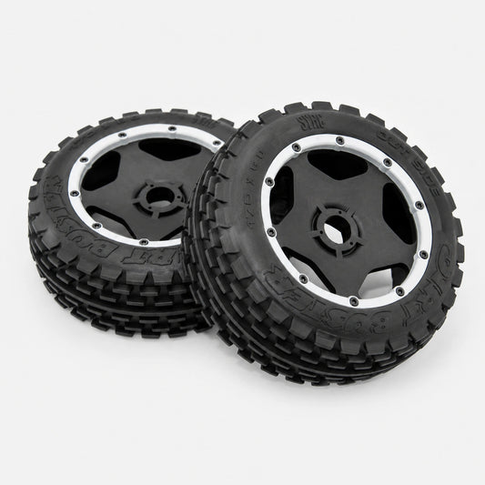 Dirt busters front tires and wheels (pre-mounted) for HPI Baja 5B.