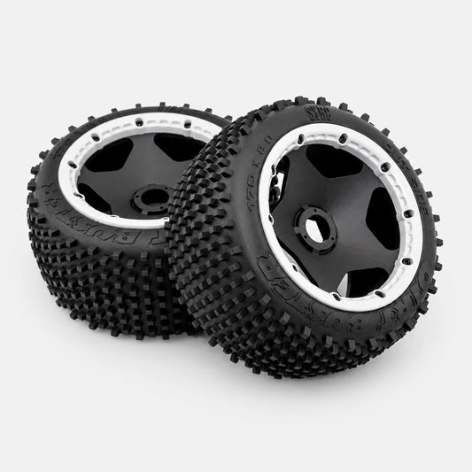 Dirt busters rear tires and wheels pre-mounted for HPI Baja 5B.